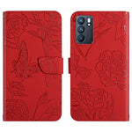 Custodia per cellulare in pelle goffrata con peonia a farfalla, For OPPO Reno6 Pro 5G, For OPPO Reno6 5G, For OPPO Reno6 Pro+, For OPPO Realme 5