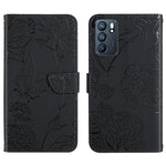 Custodia per cellulare in pelle goffrata con peonia a farfalla, For OPPO Reno6 Pro 5G, For OPPO Reno6 5G, For OPPO Reno6 Pro+, For OPPO Realme 5