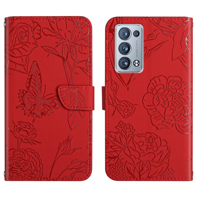 Custodia per cellulare in pelle goffrata con peonia a farfalla, For OPPO Reno6 Pro 5G, For OPPO Reno6 5G, For OPPO Reno6 Pro+, For OPPO Realme 5