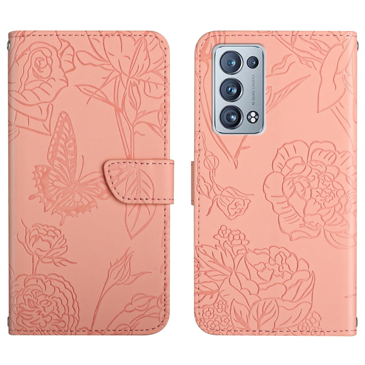Custodia per cellulare in pelle goffrata con peonia a farfalla, For OPPO Reno6 Pro 5G, For OPPO Reno6 5G, For OPPO Reno6 Pro+, For OPPO Realme 5