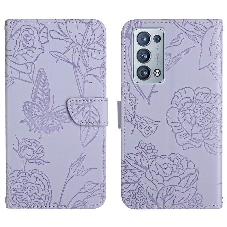 Custodia per cellulare in pelle goffrata con peonia a farfalla, For OPPO Reno6 Pro 5G, For OPPO Reno6 5G, For OPPO Reno6 Pro+, For OPPO Realme 5