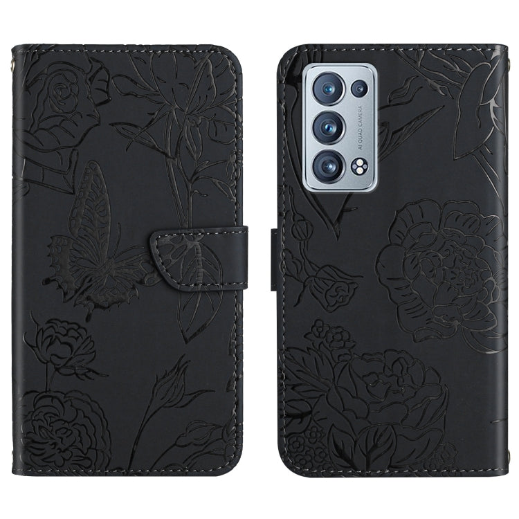 Custodia per cellulare in pelle goffrata con peonia a farfalla, For OPPO Reno6 Pro 5G, For OPPO Reno6 5G, For OPPO Reno6 Pro+, For OPPO Realme 5
