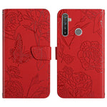 Custodia per cellulare in pelle goffrata con peonia a farfalla, For OPPO Realme 5 Pro, For OPPO Realme 6, For OPPO Realme 6 Pro, For OPPO Realme 7
