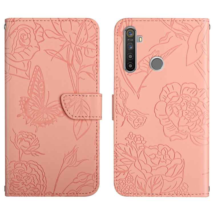 Custodia per cellulare in pelle goffrata con peonia a farfalla, For OPPO Realme 5 Pro, For OPPO Realme 6, For OPPO Realme 6 Pro, For OPPO Realme 7