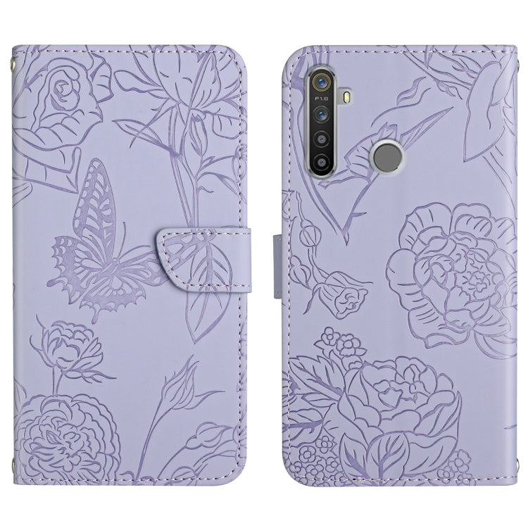 Custodia per cellulare in pelle goffrata con peonia a farfalla, For OPPO Realme 5 Pro, For OPPO Realme 6, For OPPO Realme 6 Pro, For OPPO Realme 7