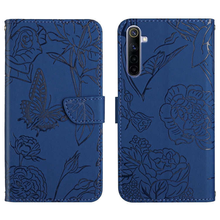 Custodia per cellulare in pelle goffrata con peonia a farfalla, For OPPO Realme 5 Pro, For OPPO Realme 6, For OPPO Realme 6 Pro, For OPPO Realme 7