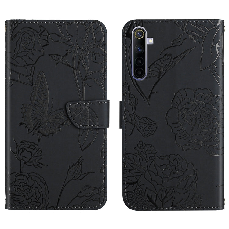 Custodia per cellulare in pelle goffrata con peonia a farfalla, For OPPO Realme 5 Pro, For OPPO Realme 6, For OPPO Realme 6 Pro, For OPPO Realme 7