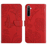 Custodia per cellulare in pelle goffrata con peonia a farfalla, For OPPO Realme 5 Pro, For OPPO Realme 6, For OPPO Realme 6 Pro, For OPPO Realme 7