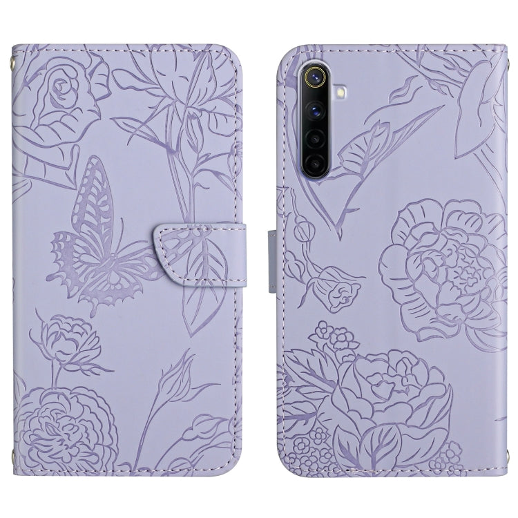 Custodia per cellulare in pelle goffrata con peonia a farfalla, For OPPO Realme 5 Pro, For OPPO Realme 6, For OPPO Realme 6 Pro, For OPPO Realme 7