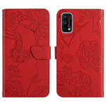 Custodia per cellulare in pelle goffrata con peonia a farfalla, For OPPO Realme 7 Pro, For OPPO Realme 8 5G / V13 5G, For OPPO Realme 8 / 8 Pro, For OPPO Realme 8i
