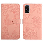 Custodia per cellulare in pelle goffrata con peonia a farfalla, For OPPO Realme 7 Pro, For OPPO Realme 8 5G / V13 5G, For OPPO Realme 8 / 8 Pro, For OPPO Realme 8i
