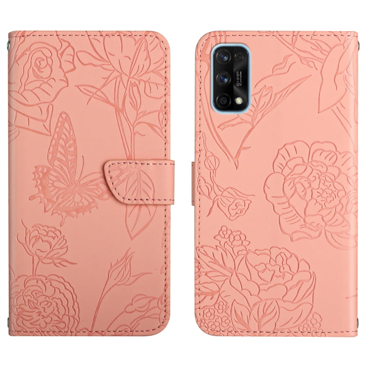 Custodia per cellulare in pelle goffrata con peonia a farfalla, For OPPO Realme 7 Pro, For OPPO Realme 8 5G / V13 5G, For OPPO Realme 8 / 8 Pro, For OPPO Realme 8i
