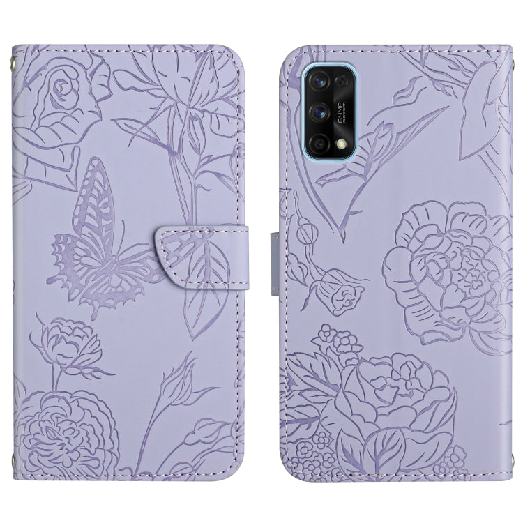Custodia per cellulare in pelle goffrata con peonia a farfalla, For OPPO Realme 7 Pro, For OPPO Realme 8 5G / V13 5G, For OPPO Realme 8 / 8 Pro, For OPPO Realme 8i