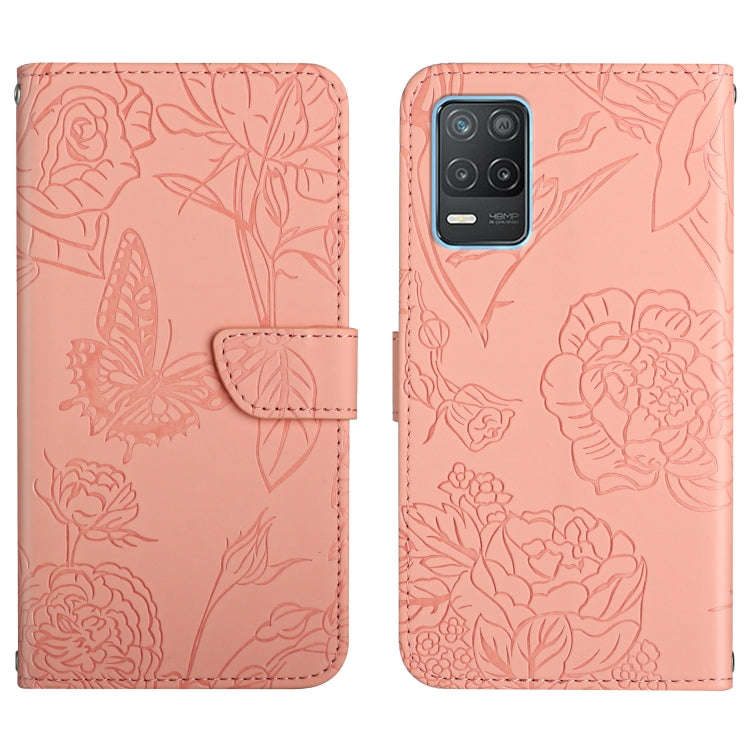 Custodia per cellulare in pelle goffrata con peonia a farfalla, For OPPO Realme 7 Pro, For OPPO Realme 8 5G / V13 5G, For OPPO Realme 8 / 8 Pro, For OPPO Realme 8i