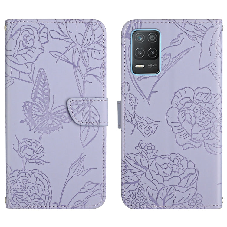 Custodia per cellulare in pelle goffrata con peonia a farfalla, For OPPO Realme 7 Pro, For OPPO Realme 8 5G / V13 5G, For OPPO Realme 8 / 8 Pro, For OPPO Realme 8i