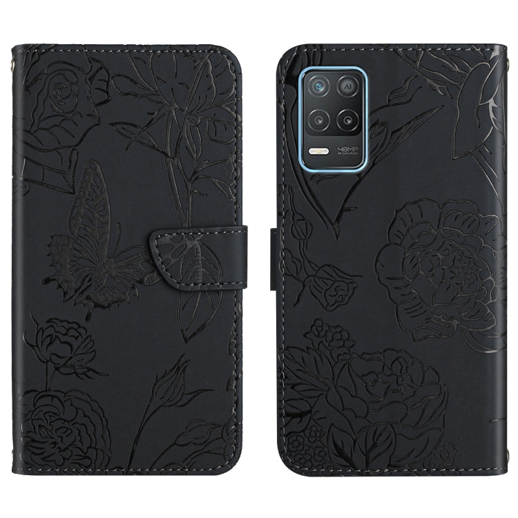 Custodia per cellulare in pelle goffrata con peonia a farfalla, For OPPO Realme 7 Pro, For OPPO Realme 8 5G / V13 5G, For OPPO Realme 8 / 8 Pro, For OPPO Realme 8i