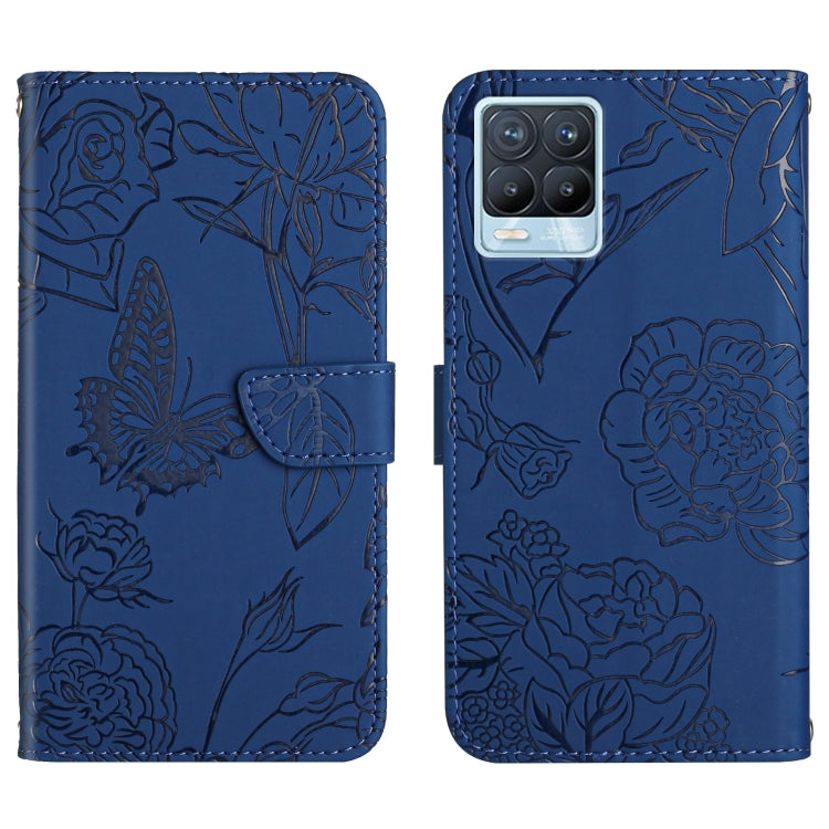 Custodia per cellulare in pelle goffrata con peonia a farfalla, For OPPO Realme 7 Pro, For OPPO Realme 8 5G / V13 5G, For OPPO Realme 8 / 8 Pro, For OPPO Realme 8i