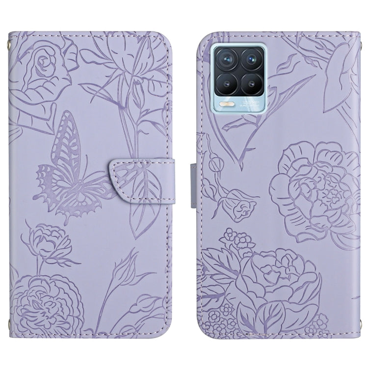 Custodia per cellulare in pelle goffrata con peonia a farfalla, For OPPO Realme 7 Pro, For OPPO Realme 8 5G / V13 5G, For OPPO Realme 8 / 8 Pro, For OPPO Realme 8i