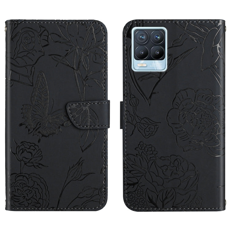 Custodia per cellulare in pelle goffrata con peonia a farfalla, For OPPO Realme 7 Pro, For OPPO Realme 8 5G / V13 5G, For OPPO Realme 8 / 8 Pro, For OPPO Realme 8i