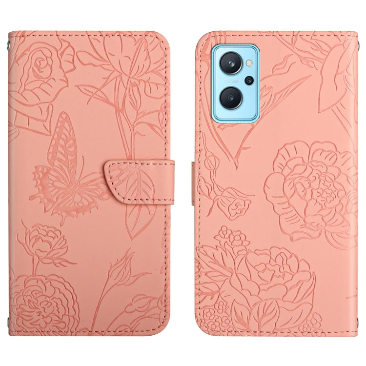 Custodia per cellulare in pelle goffrata con peonia a farfalla, For OPPO Realme 9i, For OPPO Realme C11, For OPPO Realme C15 / C12, For OPPO Realme C20 / C21