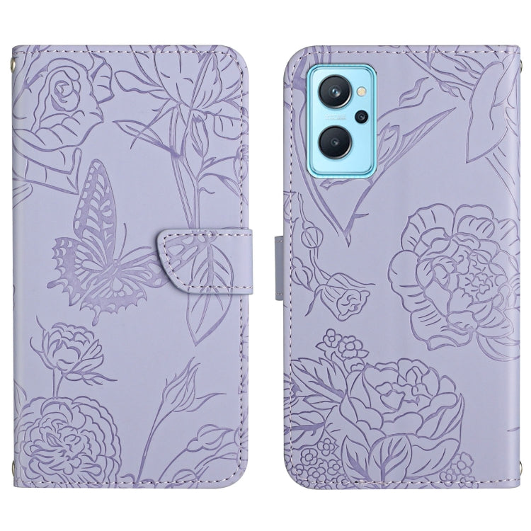 Custodia per cellulare in pelle goffrata con peonia a farfalla, For OPPO Realme 9i, For OPPO Realme C11, For OPPO Realme C15 / C12, For OPPO Realme C20 / C21