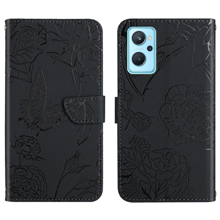 Custodia per cellulare in pelle goffrata con peonia a farfalla, For OPPO Realme 9i, For OPPO Realme C11, For OPPO Realme C15 / C12, For OPPO Realme C20 / C21