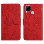 Custodia per cellulare in pelle goffrata con peonia a farfalla, For OPPO Realme 9i, For OPPO Realme C11, For OPPO Realme C15 / C12, For OPPO Realme C20 / C21