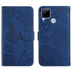 Custodia per cellulare in pelle goffrata con peonia a farfalla, For OPPO Realme 9i, For OPPO Realme C11, For OPPO Realme C15 / C12, For OPPO Realme C20 / C21