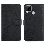 Custodia per cellulare in pelle goffrata con peonia a farfalla, For OPPO Realme 9i, For OPPO Realme C11, For OPPO Realme C15 / C12, For OPPO Realme C20 / C21