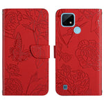 Custodia per cellulare in pelle goffrata con peonia a farfalla, For OPPO Realme 9i, For OPPO Realme C11, For OPPO Realme C15 / C12, For OPPO Realme C20 / C21