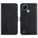 Custodia per cellulare in pelle goffrata con peonia a farfalla, For OPPO Realme 9i, For OPPO Realme C11, For OPPO Realme C15 / C12, For OPPO Realme C20 / C21