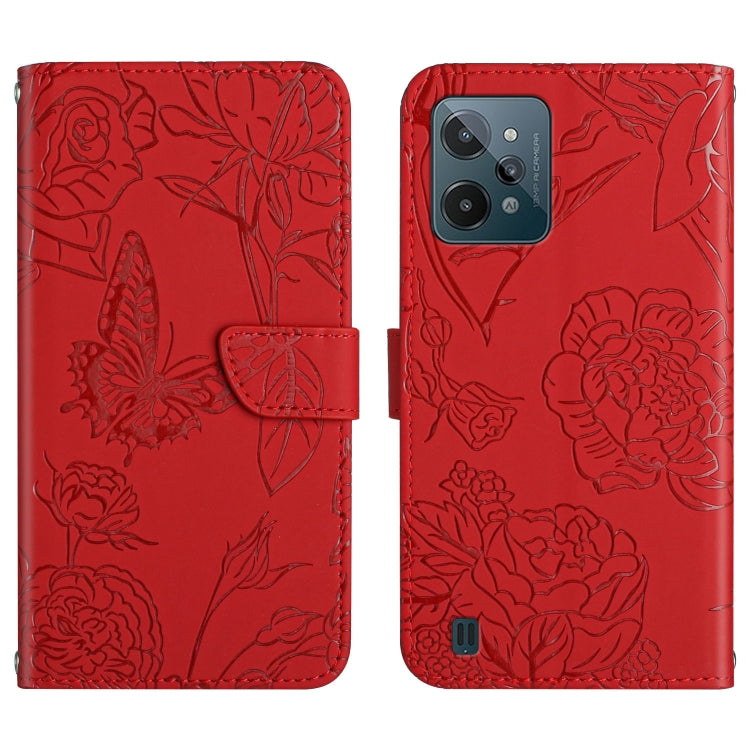 Custodia per cellulare in pelle goffrata con peonia a farfalla, For OPPO Realme C31, For OPPO Realme C35, For OPPO Realme GT, For OPPO Realme GT Master