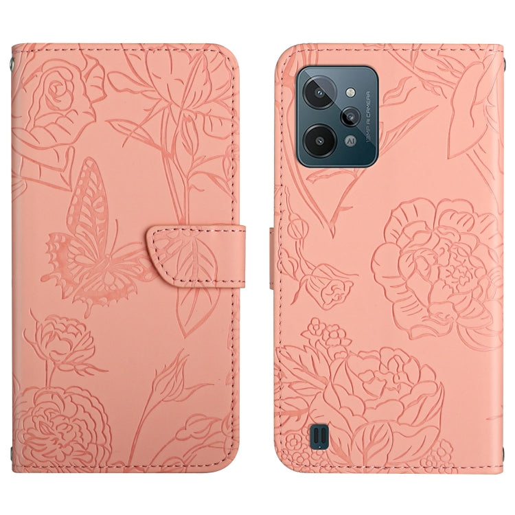 Custodia per cellulare in pelle goffrata con peonia a farfalla, For OPPO Realme C31, For OPPO Realme C35, For OPPO Realme GT, For OPPO Realme GT Master