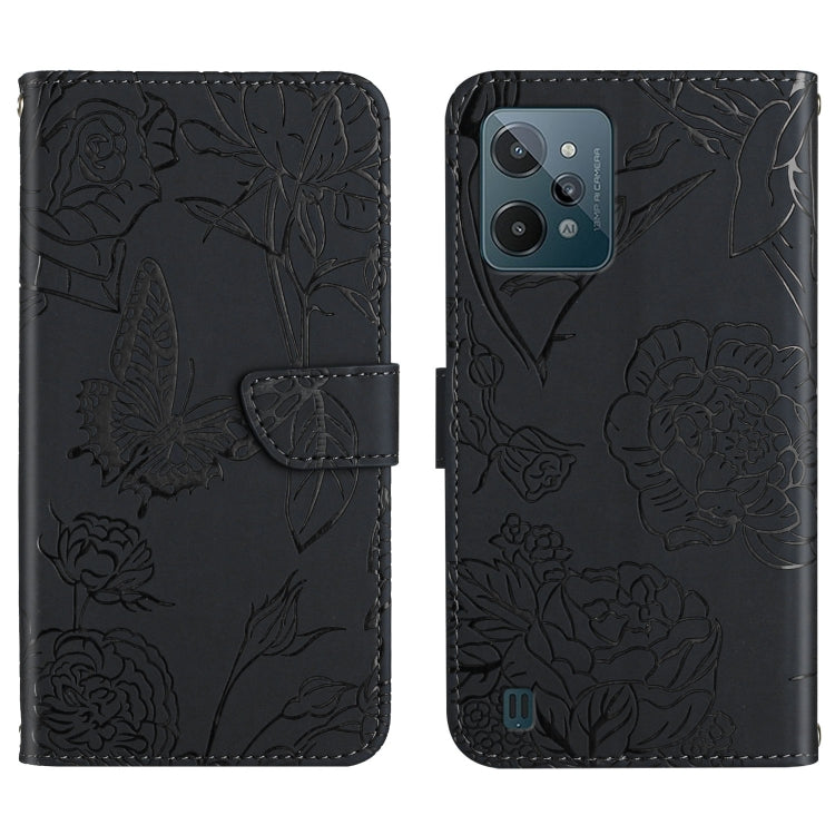 Custodia per cellulare in pelle goffrata con peonia a farfalla, For OPPO Realme C31, For OPPO Realme C35, For OPPO Realme GT, For OPPO Realme GT Master