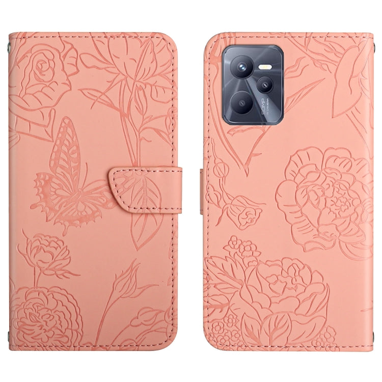 Custodia per cellulare in pelle goffrata con peonia a farfalla, For OPPO Realme C31, For OPPO Realme C35, For OPPO Realme GT, For OPPO Realme GT Master