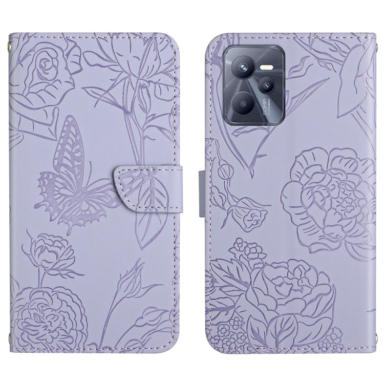 Custodia per cellulare in pelle goffrata con peonia a farfalla, For OPPO Realme C31, For OPPO Realme C35, For OPPO Realme GT, For OPPO Realme GT Master