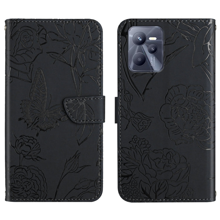 Custodia per cellulare in pelle goffrata con peonia a farfalla, For OPPO Realme C31, For OPPO Realme C35, For OPPO Realme GT, For OPPO Realme GT Master