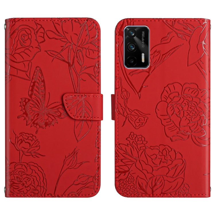 Custodia per cellulare in pelle goffrata con peonia a farfalla, For OPPO Realme C31, For OPPO Realme C35, For OPPO Realme GT, For OPPO Realme GT Master