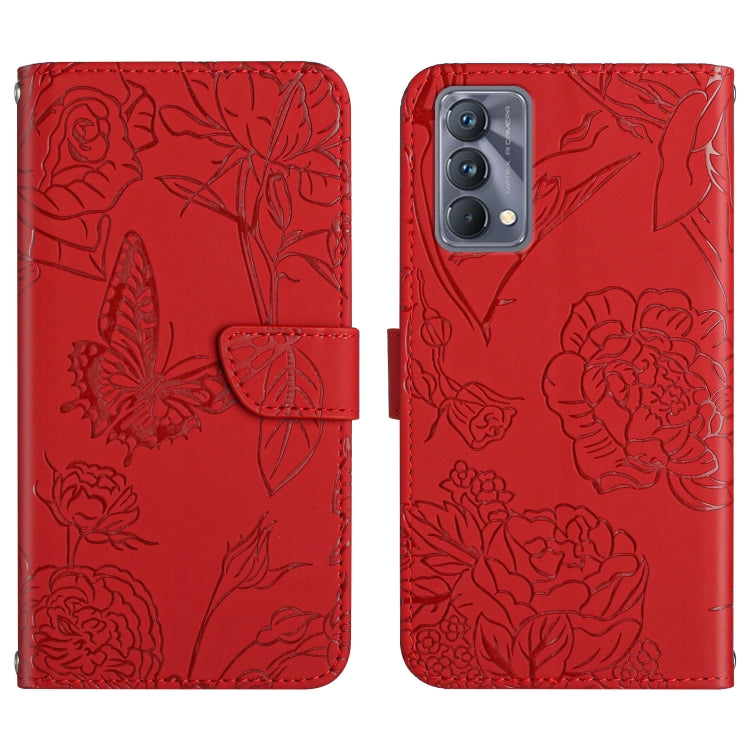 Custodia per cellulare in pelle goffrata con peonia a farfalla, For OPPO Realme C31, For OPPO Realme C35, For OPPO Realme GT, For OPPO Realme GT Master