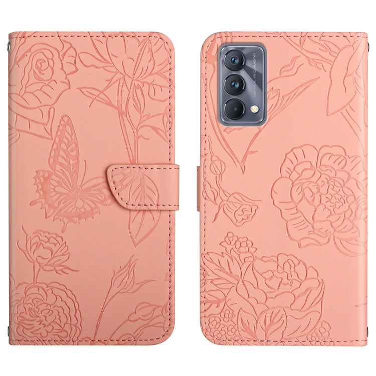 Custodia per cellulare in pelle goffrata con peonia a farfalla, For OPPO Realme C31, For OPPO Realme C35, For OPPO Realme GT, For OPPO Realme GT Master