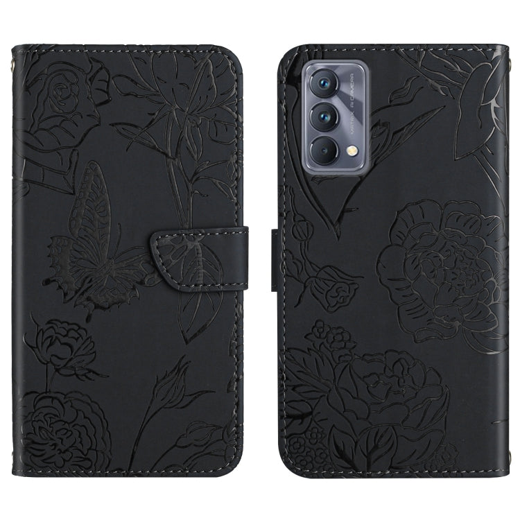 Custodia per cellulare in pelle goffrata con peonia a farfalla, For OPPO Realme C31, For OPPO Realme C35, For OPPO Realme GT, For OPPO Realme GT Master