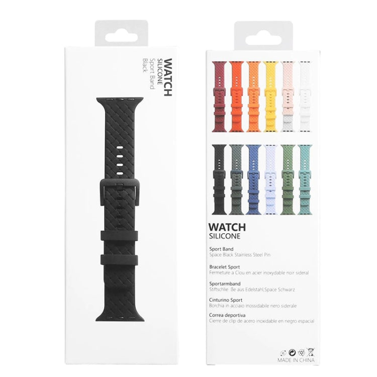 Cinturino in silicone con trama intrecciata per la serie Apple Watch, 7 41mm / 6&SE&5&4 40mm / 3&2&1 38mm, 7 45mm / 6&SE&5&4 44mm / 3&2&1 42mm
