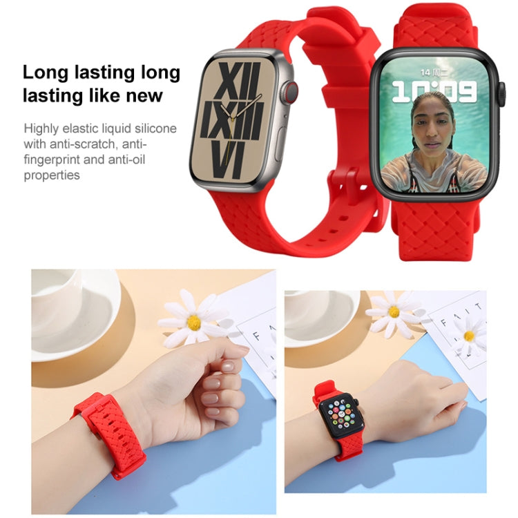 Cinturino in silicone con trama intrecciata per la serie Apple Watch, 7 41mm / 6&SE&5&4 40mm / 3&2&1 38mm, 7 45mm / 6&SE&5&4 44mm / 3&2&1 42mm