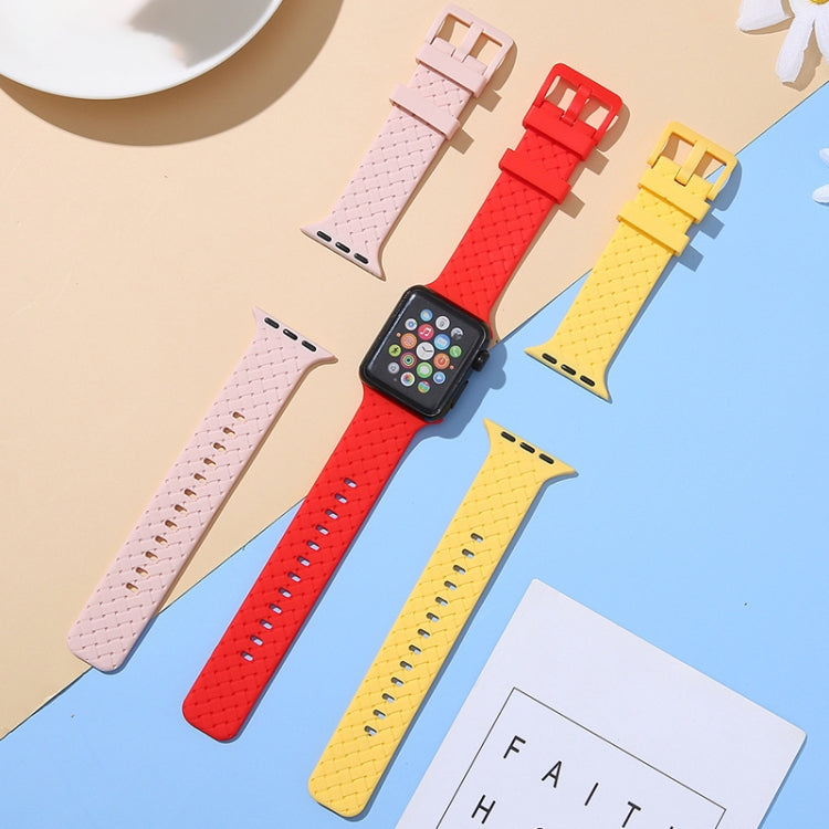 Cinturino in silicone con trama intrecciata per la serie Apple Watch, 7 41mm / 6&SE&5&4 40mm / 3&2&1 38mm, 7 45mm / 6&SE&5&4 44mm / 3&2&1 42mm