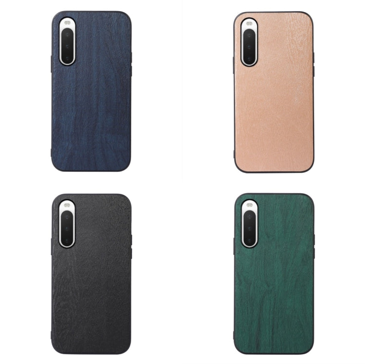 Custodia per telefono in PU con struttura in legno, For Sony Xperia 10 IV, For Sony Xperia Ace III