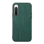 Custodia per telefono in PU con struttura in legno, For Sony Xperia 10 IV, For Sony Xperia Ace III