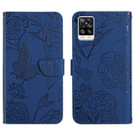 Custodia per cellulare in pelle goffrata con peonia a farfalla, For vivo S7 / V20 Pro, For vivo S9, For vivo S9e, For vivo S10 / S10 Pro