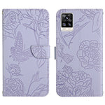Custodia per cellulare in pelle goffrata con peonia a farfalla, For vivo S7 / V20 Pro, For vivo S9, For vivo S9e, For vivo S10 / S10 Pro