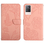 Custodia per cellulare in pelle goffrata con peonia a farfalla, For vivo S7 / V20 Pro, For vivo S9, For vivo S9e, For vivo S10 / S10 Pro