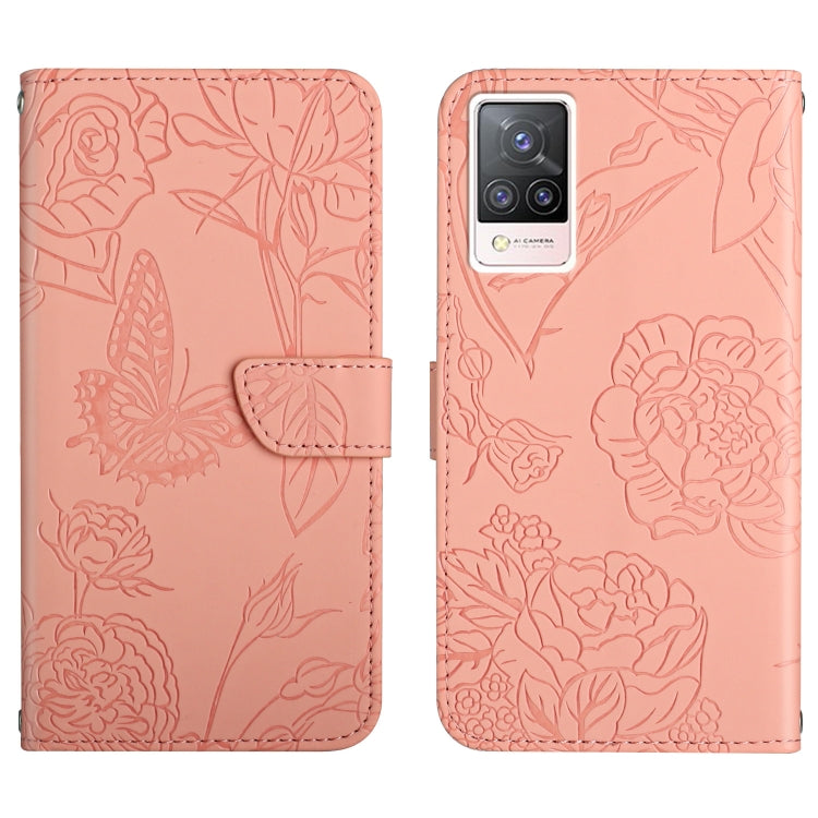 Custodia per cellulare in pelle goffrata con peonia a farfalla, For vivo S7 / V20 Pro, For vivo S9, For vivo S9e, For vivo S10 / S10 Pro